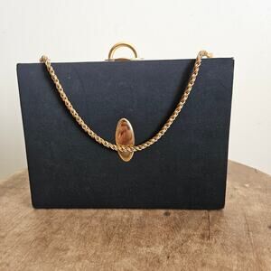 Vintage Mini Satin Box Bag from Evans Elegance W/Coin Purse & Mirror